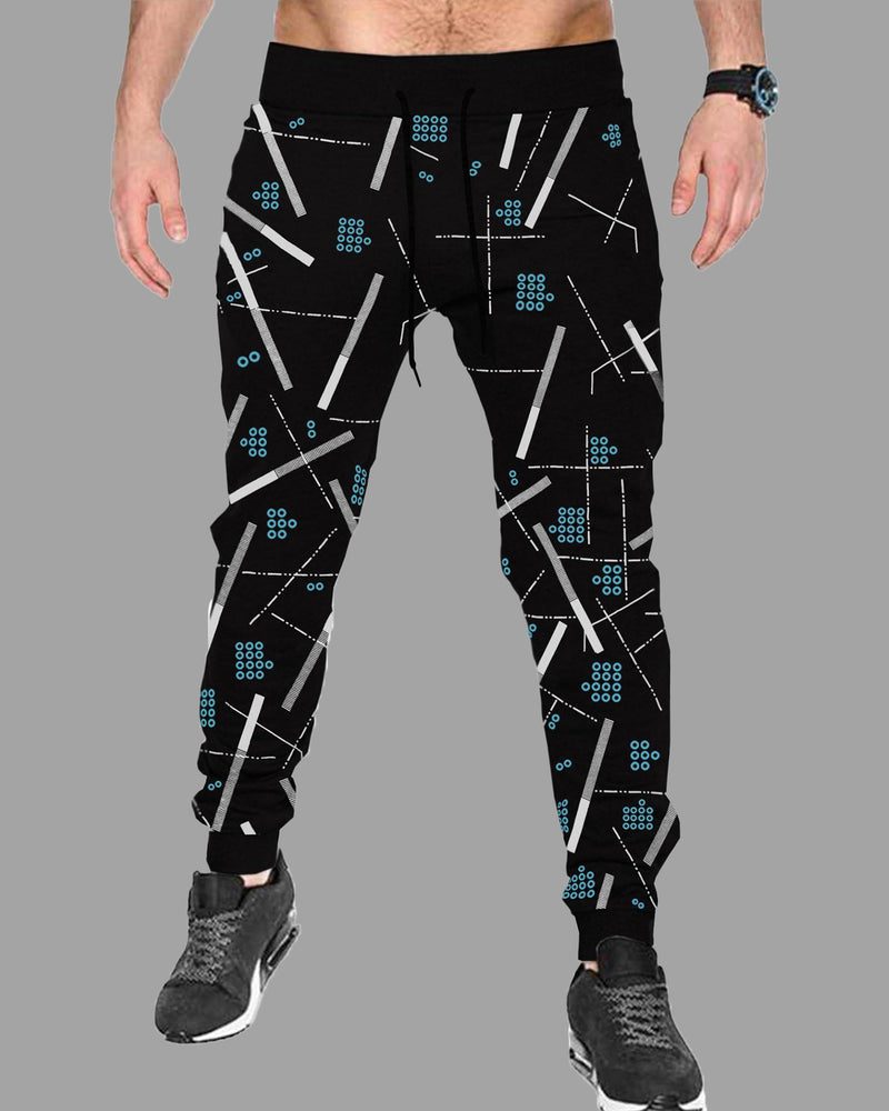 Men Printed Casual Jogger / Black