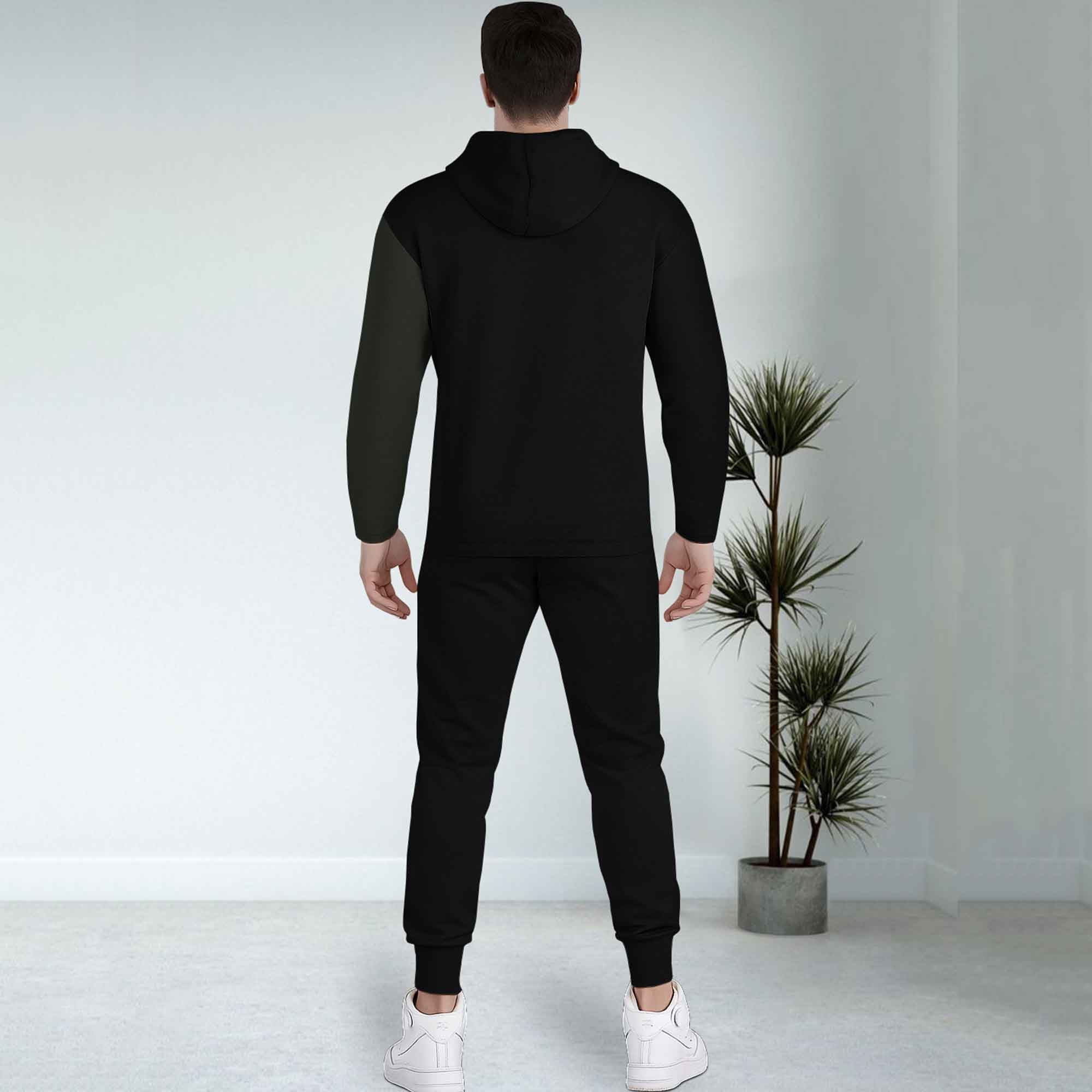 Dual Color Black T-shirt With Matching TrackPant Hoodie Tracksuit