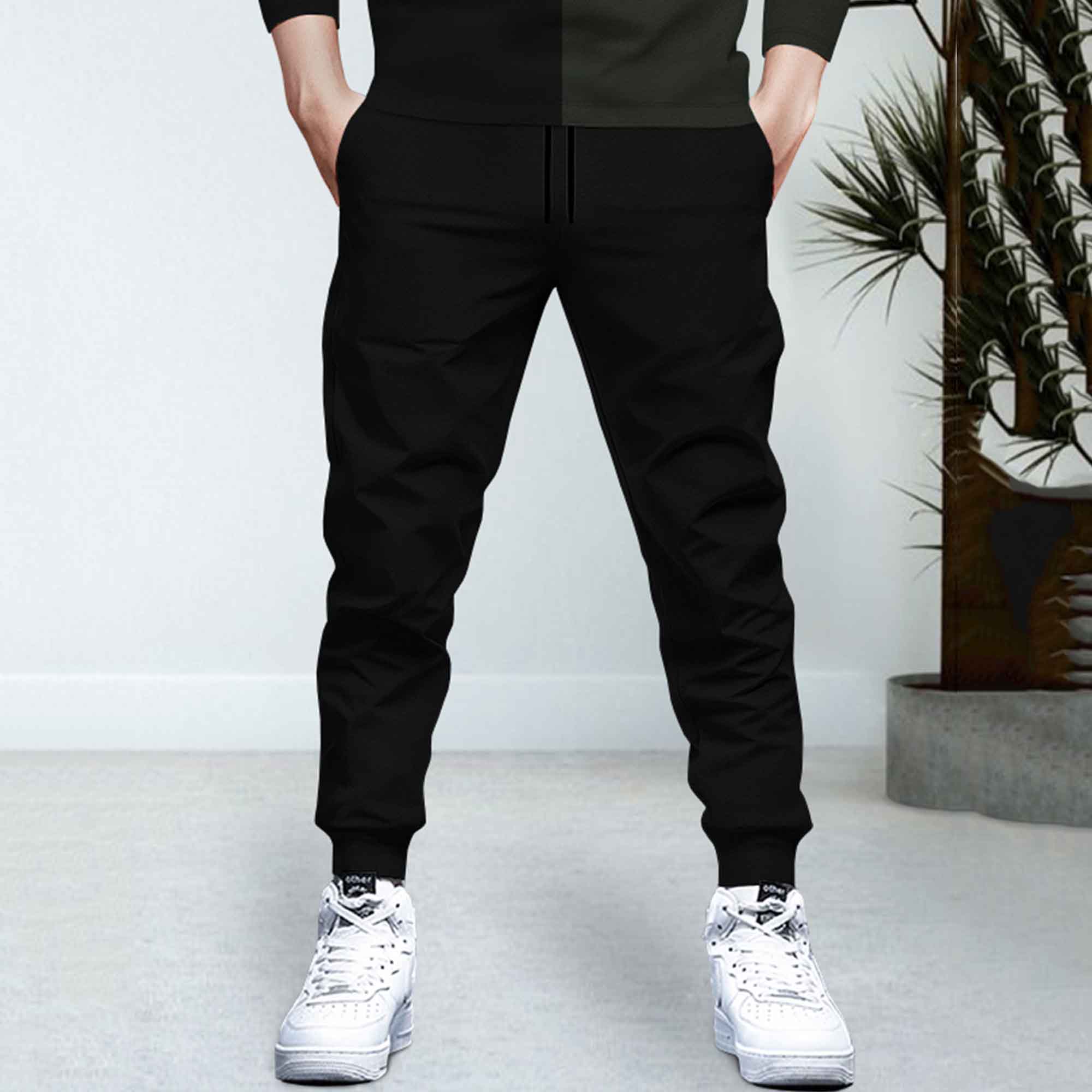 Dual Color Black T-shirt With Matching TrackPant Hoodie Tracksuit