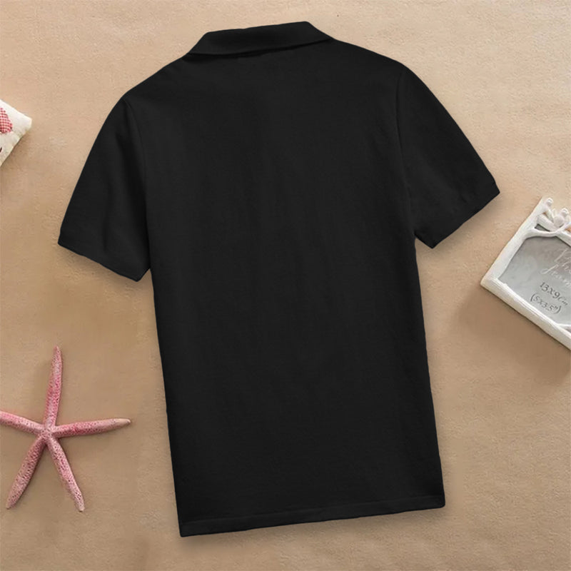 Boys Solid Black Polo T-shirt