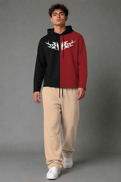 Outfit Set Plain Dual hooded Tshirt - Plain Loose Fit Trackpants