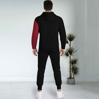 Dual Color Black & Red T-shirt With Matching TrackPant Hoodie Tracksuit