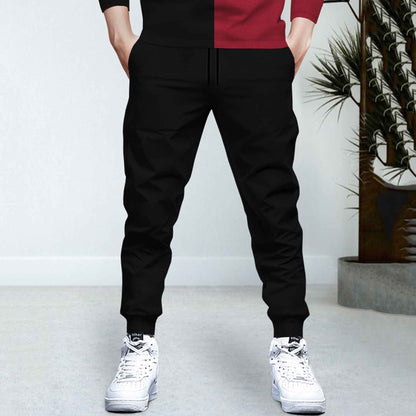 Dual Color Black & Red T-shirt With Matching TrackPant Hoodie Tracksuit
