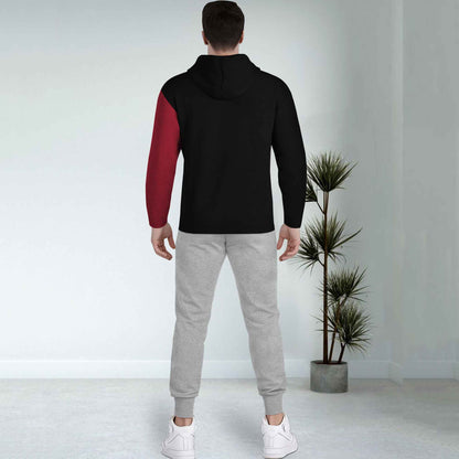 Dual Color Black & Red T-shirt With Grey Matching TrackPant Hoodie Tracksuit