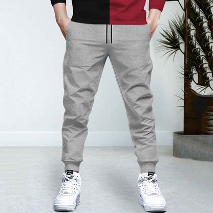 Dual Color Black & Red T-shirt With Grey Matching TrackPant Hoodie Tracksuit