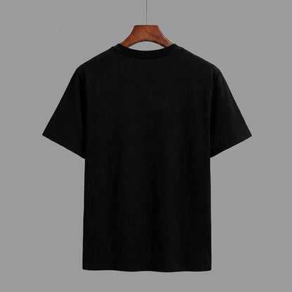Men Simple Print Half Sleeve T-shirt Black