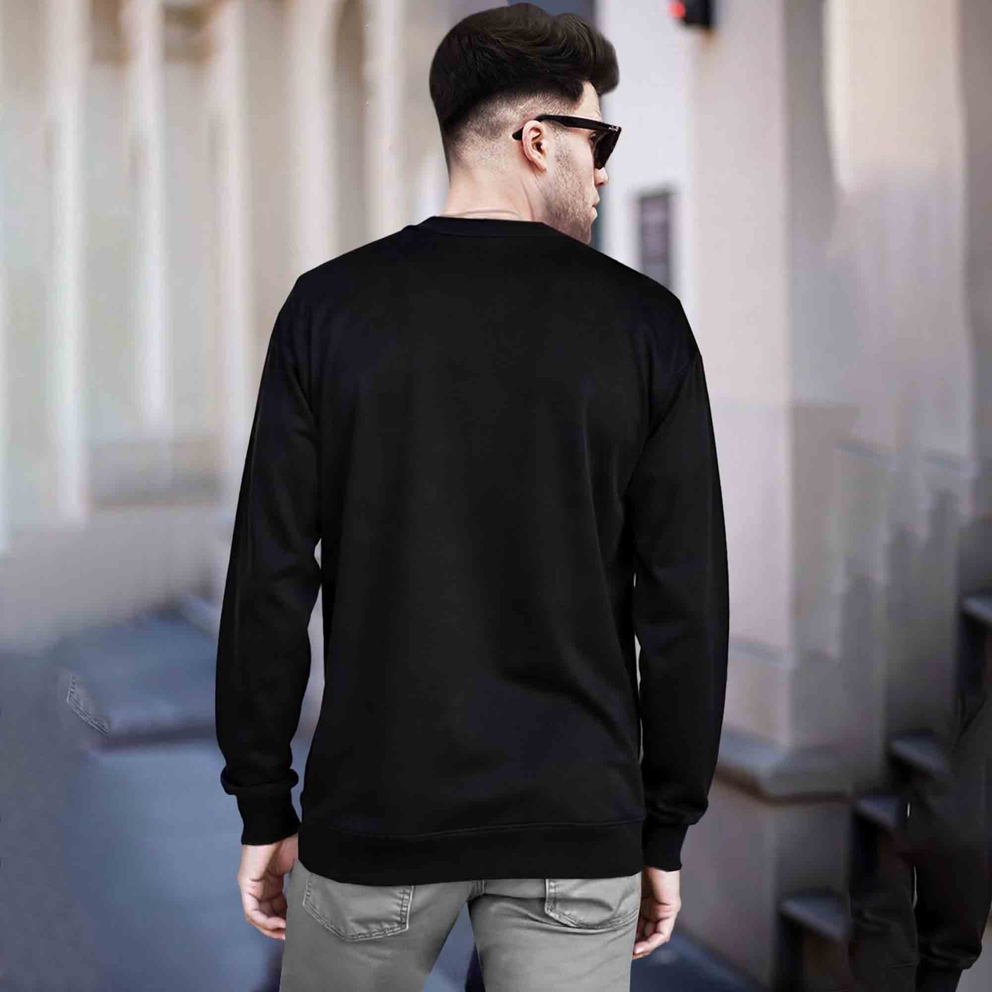 Mens Full Sleeve Round Neck Black T-shirt