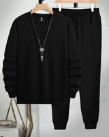 Mens Tracksuit - Full Sleeve Black t-shirt / Black Trackpant