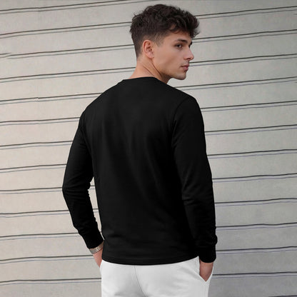 Mens Full Sleeve Round Neck Black T-shirt