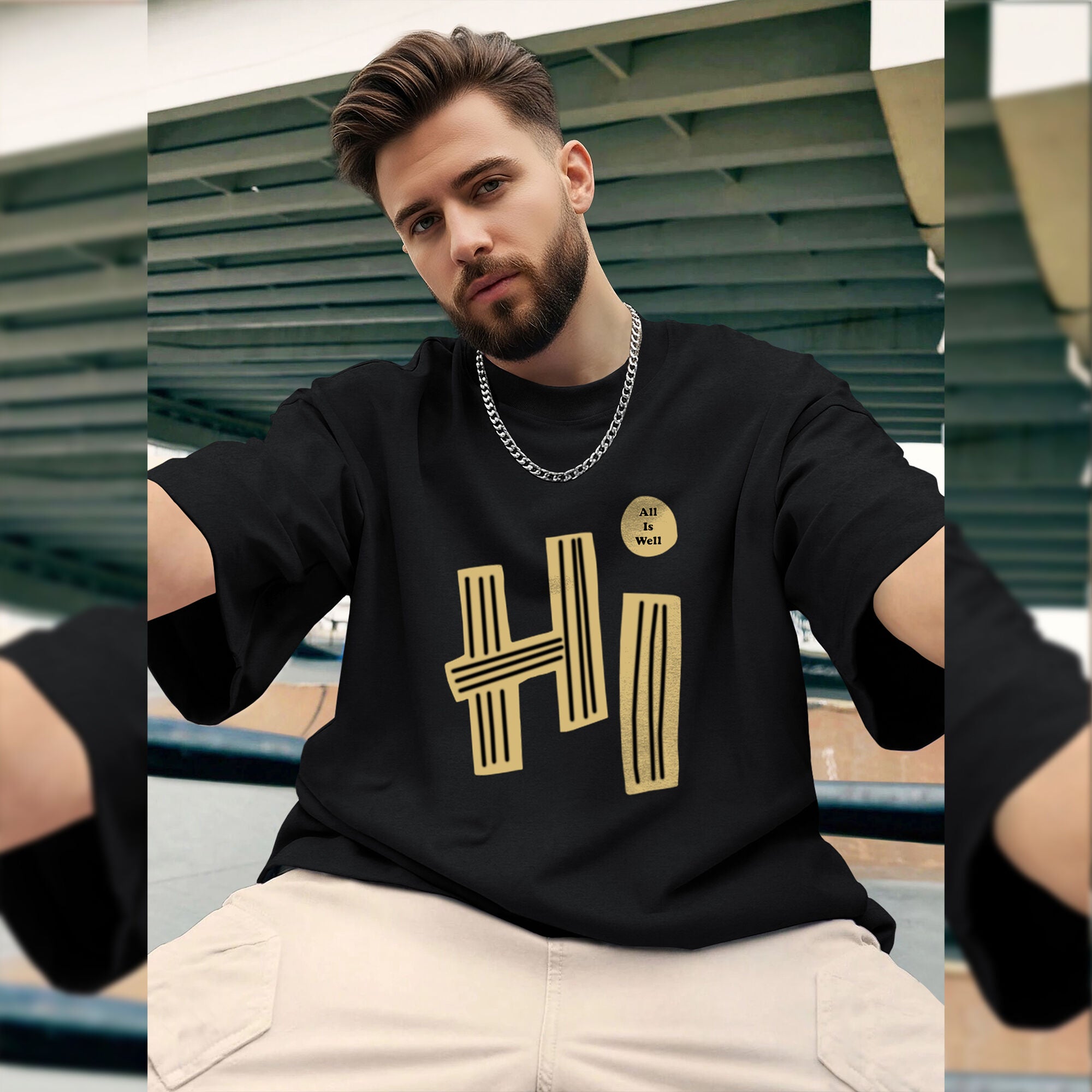 Mens Loose Fit Baggy T-shirt Black