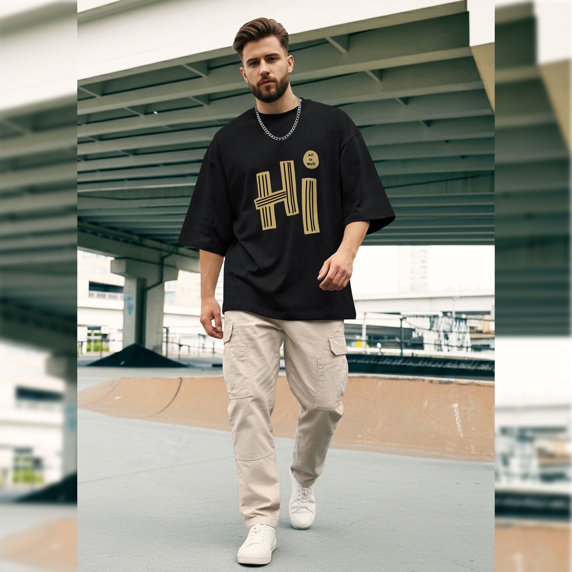 Mens Loose Fit Baggy T-shirt Black