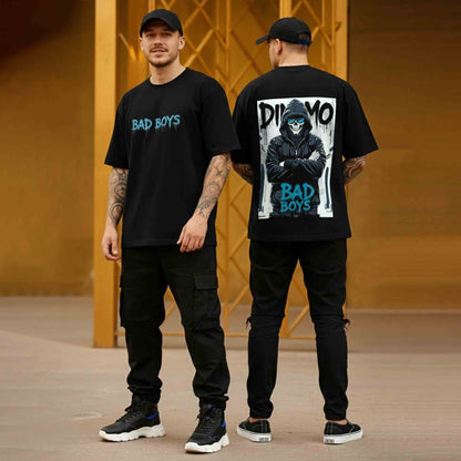 Men Back Printed Oversized Tshirt Black