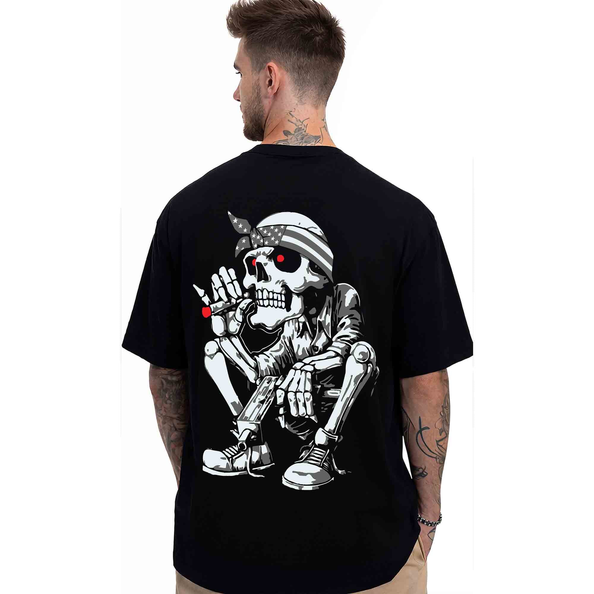 Mens Oversized Graphic Back Printed T-Shirt Black