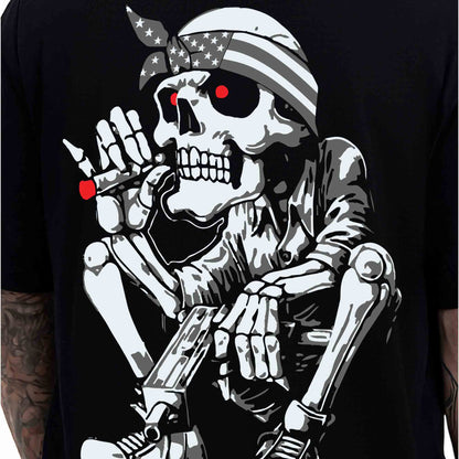 Mens Oversized Graphic Back Printed T-Shirt Black