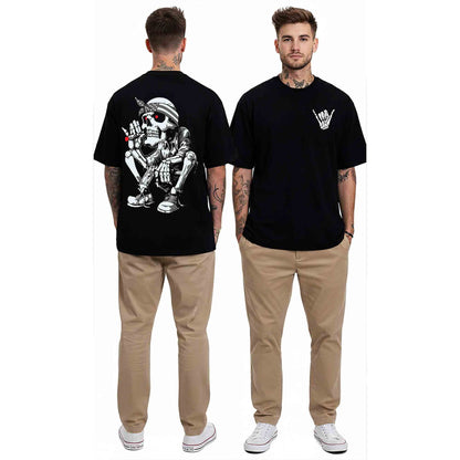 Mens Oversized Graphic Back Printed T-Shirt Black