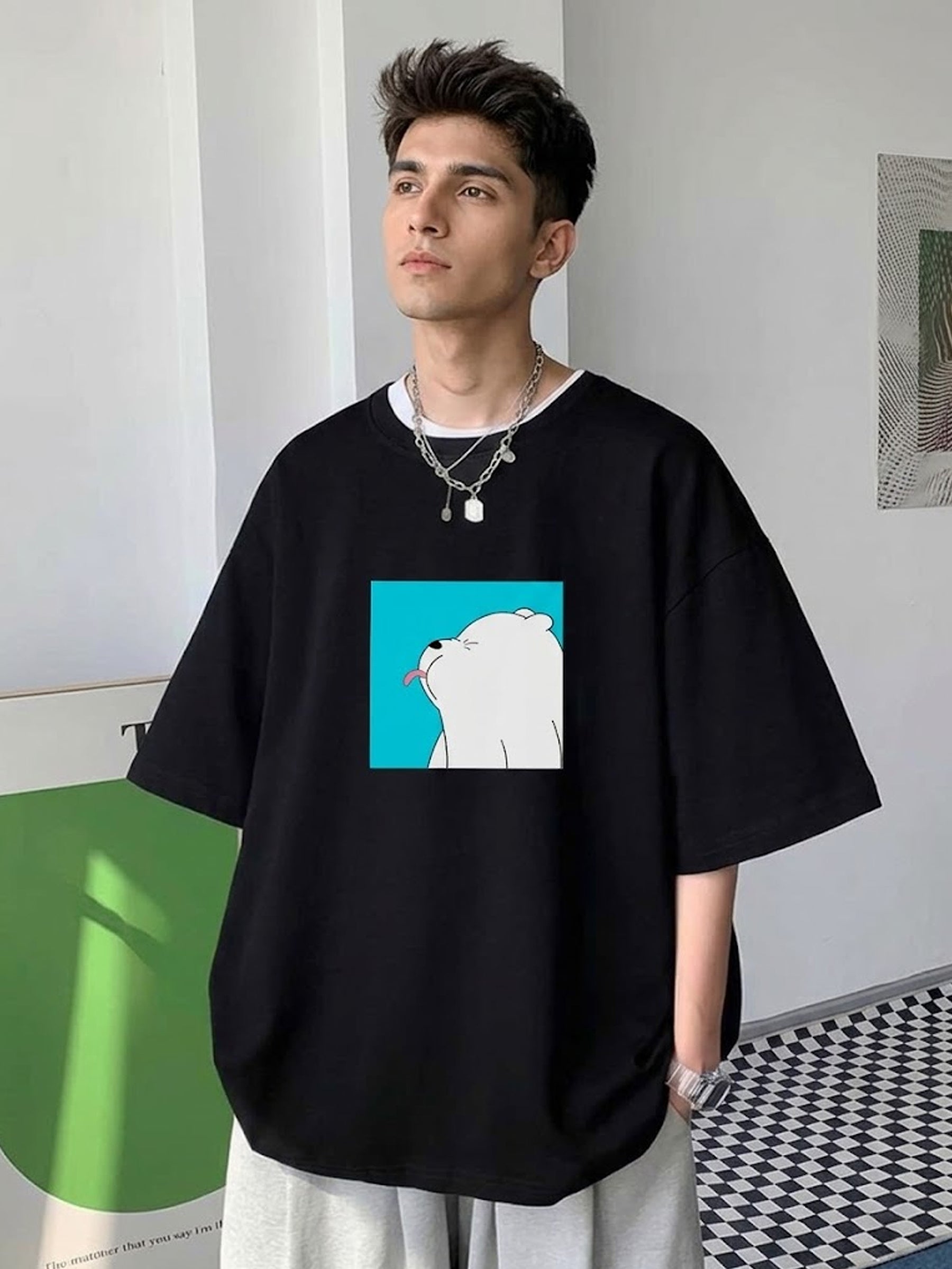 Men’s Oversized Graphic Printed T-Shirt Black