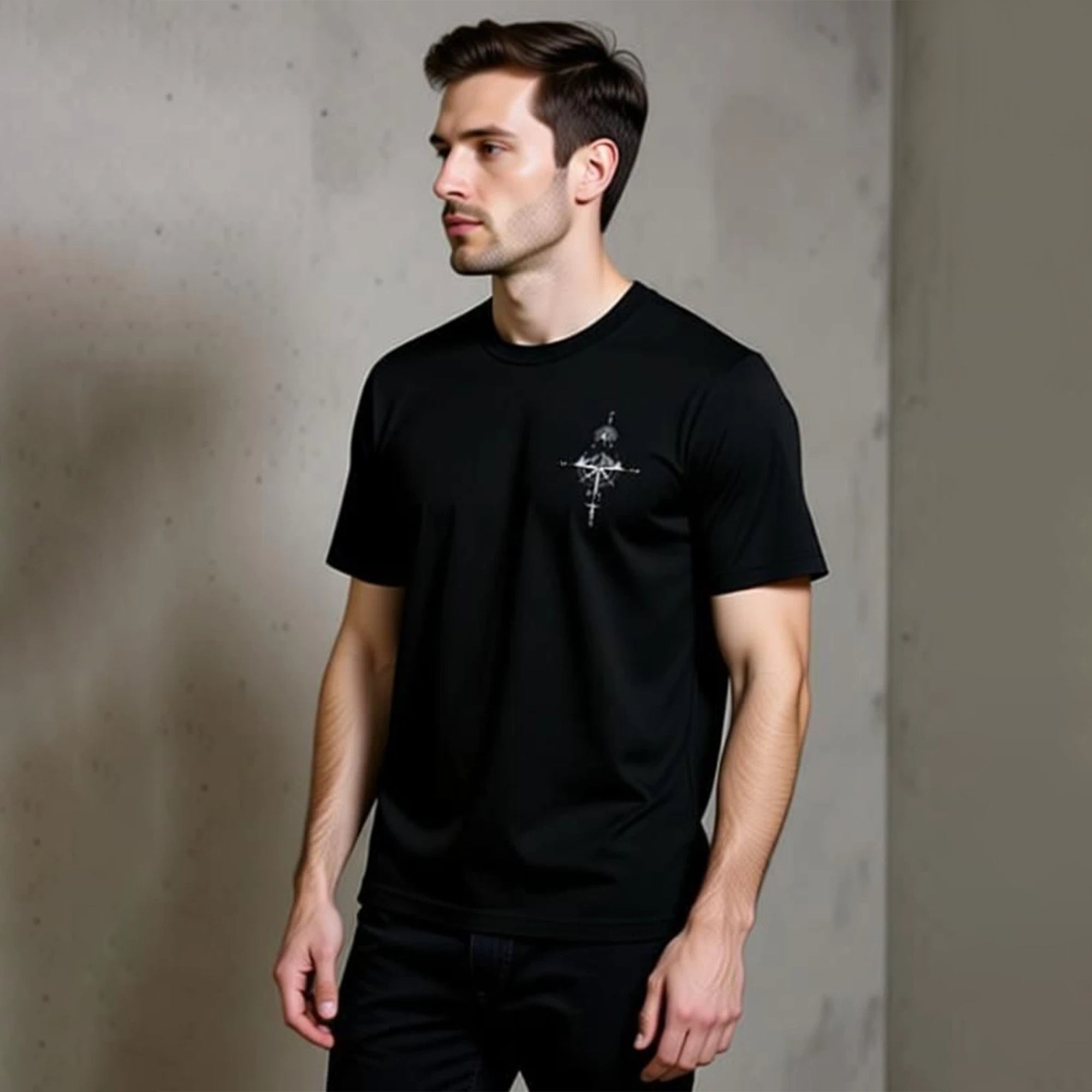 Mens Back Printed Oversized T-Shirt Black