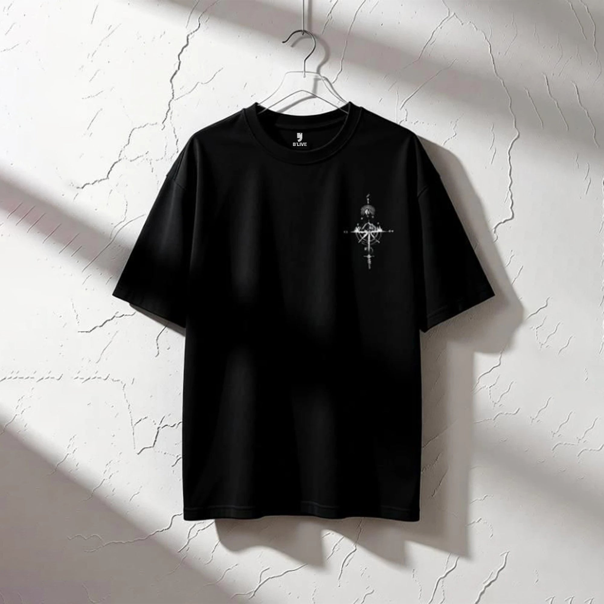 Mens Back Printed Oversized T-Shirt Black