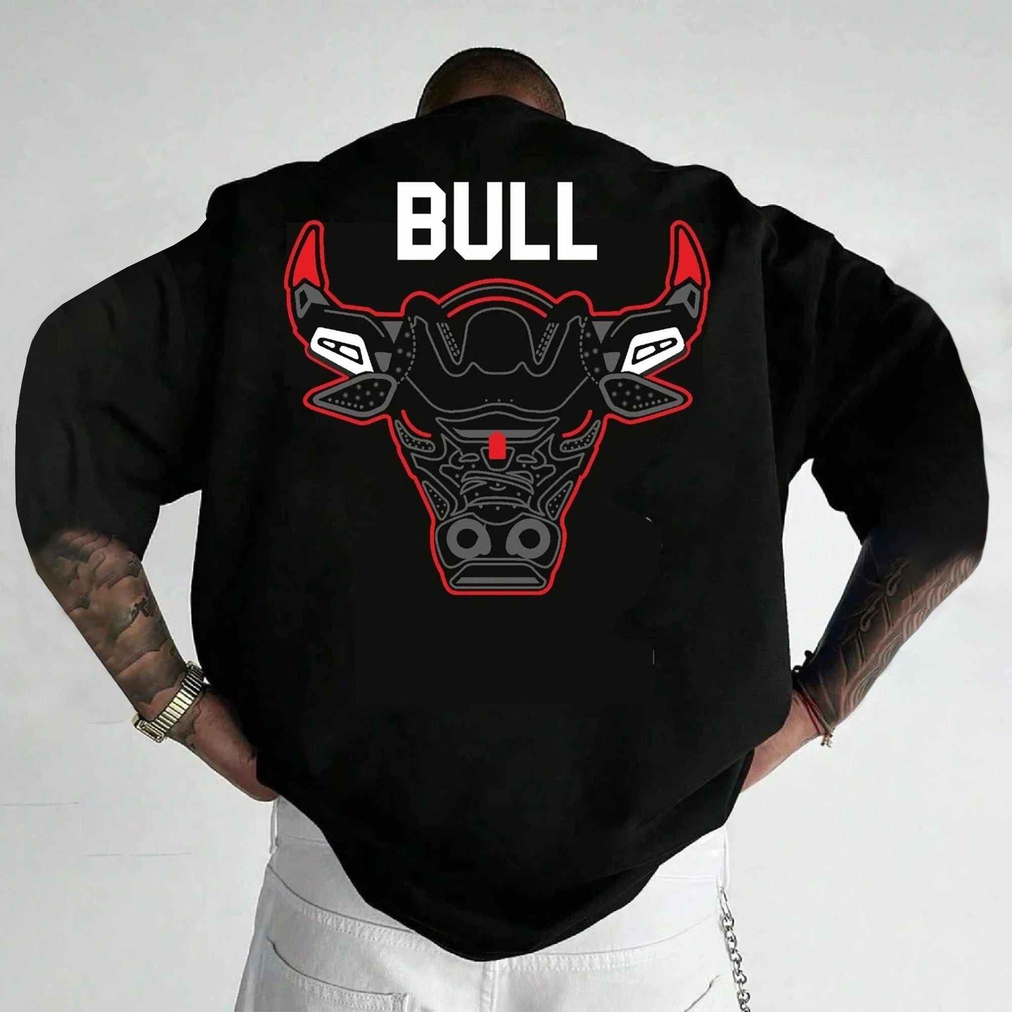Men’s Oversized Graphic Design Back Printed T-Shirt Black