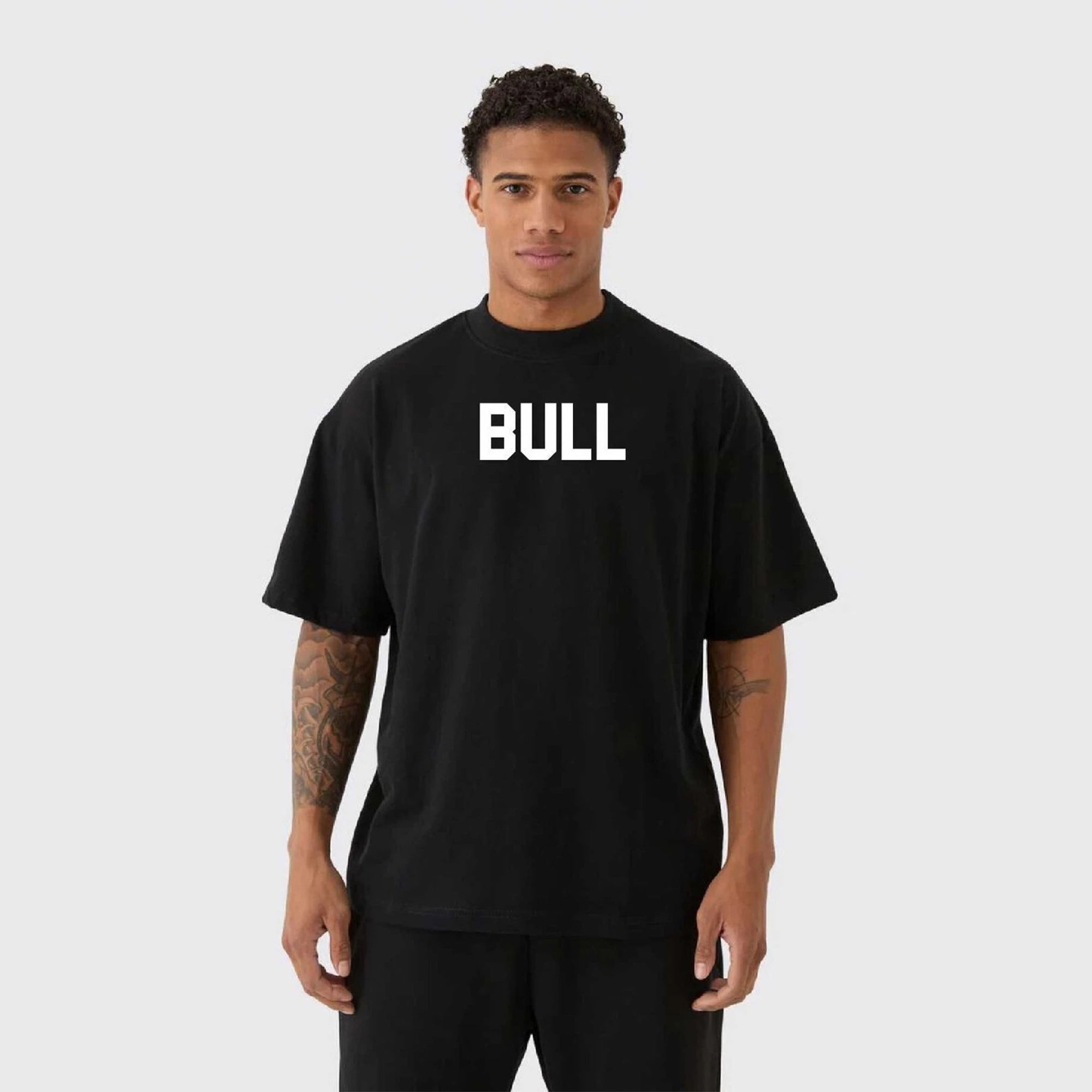 Men’s Oversized Graphic Design Back Printed T-Shirt Black