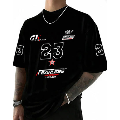 Men’s Oversized Graphic Design 'Fearless' Printed Tshirt Black
