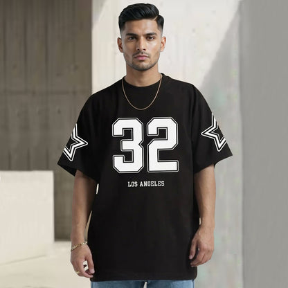 Men Oversized 'Los Angeles' Printed Tshirt Black