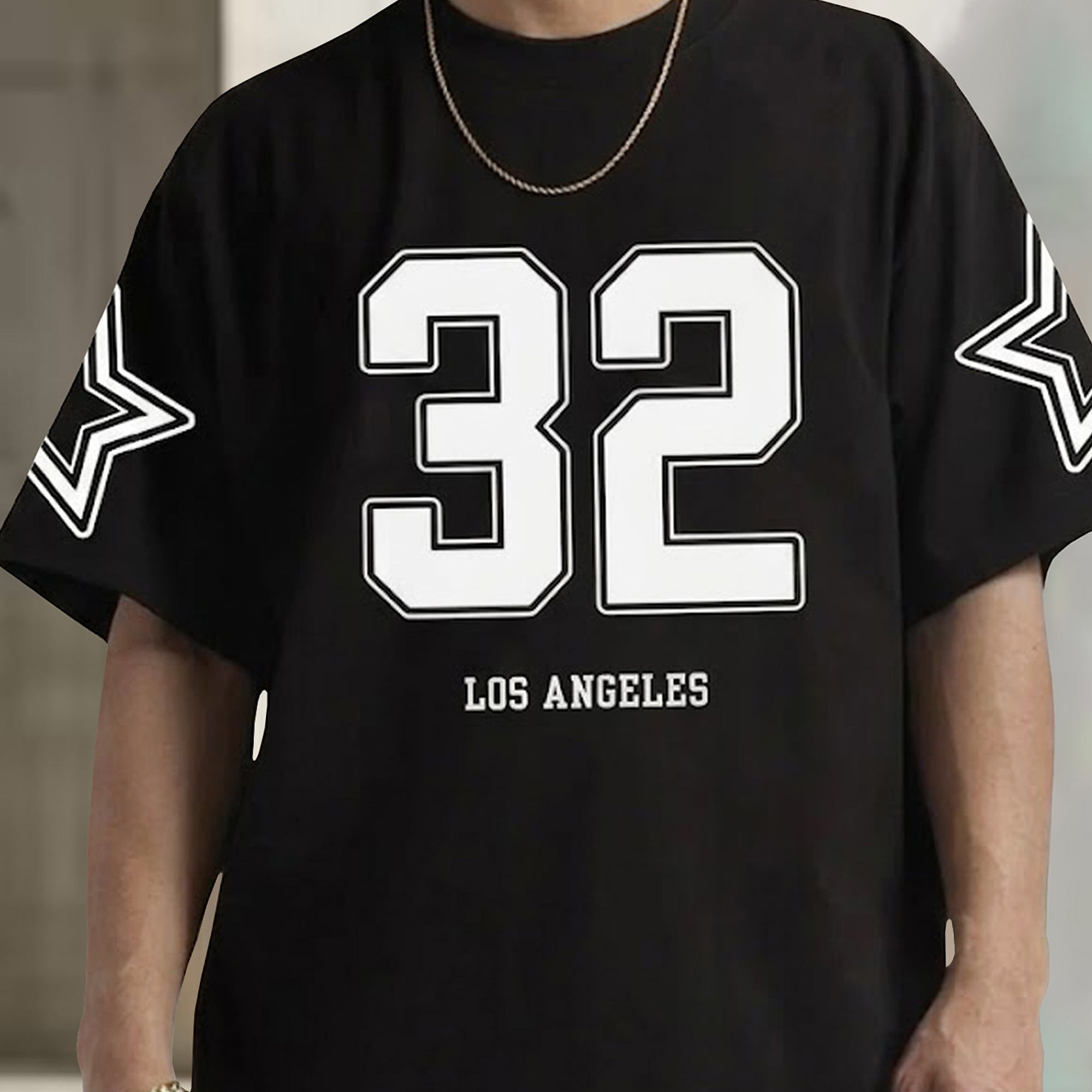 Men Oversized 'Los Angeles' Printed Tshirt Black