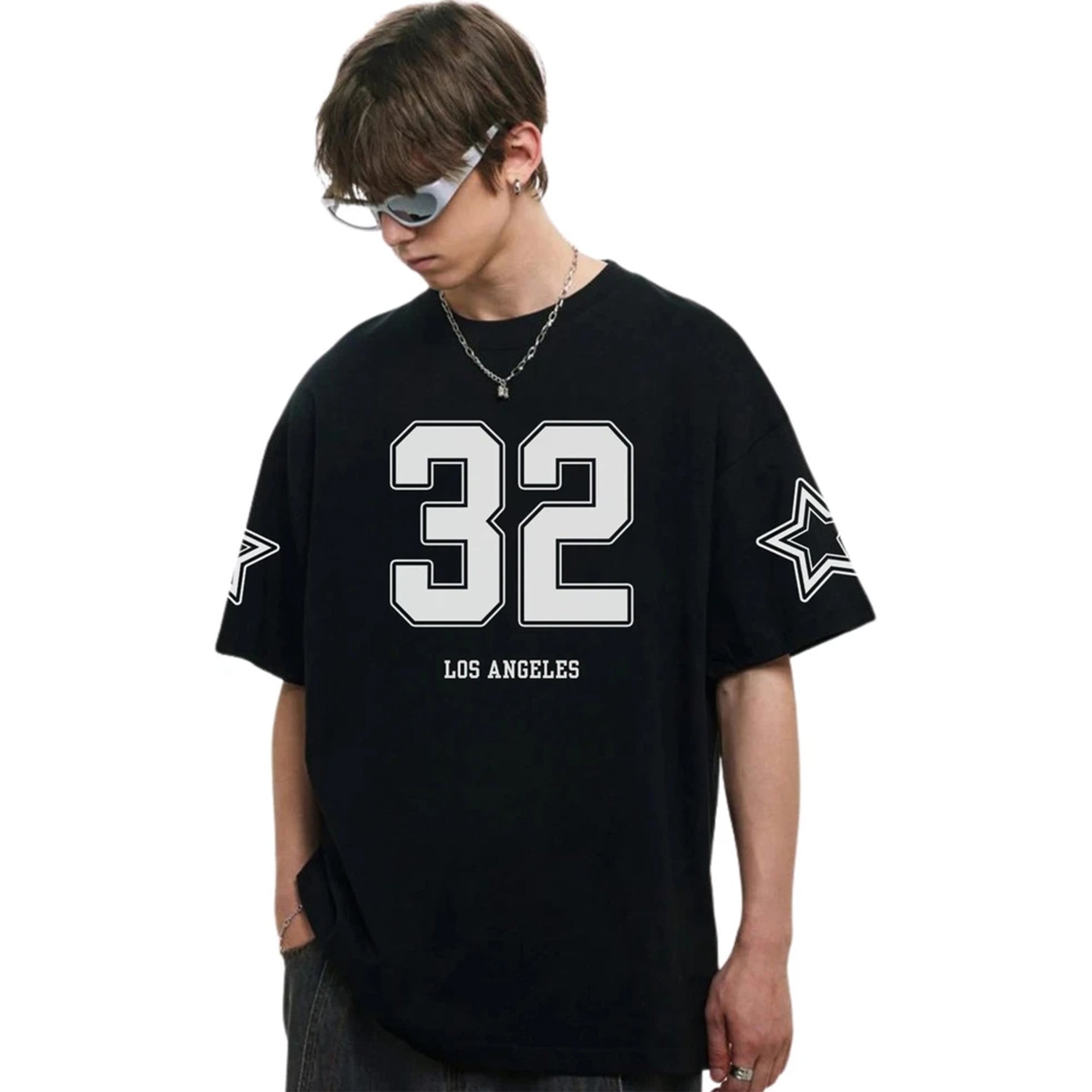 Men Oversized 'Los Angeles' Printed Tshirt Black