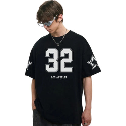 Men Oversized 'Los Angeles' Printed Tshirt Black