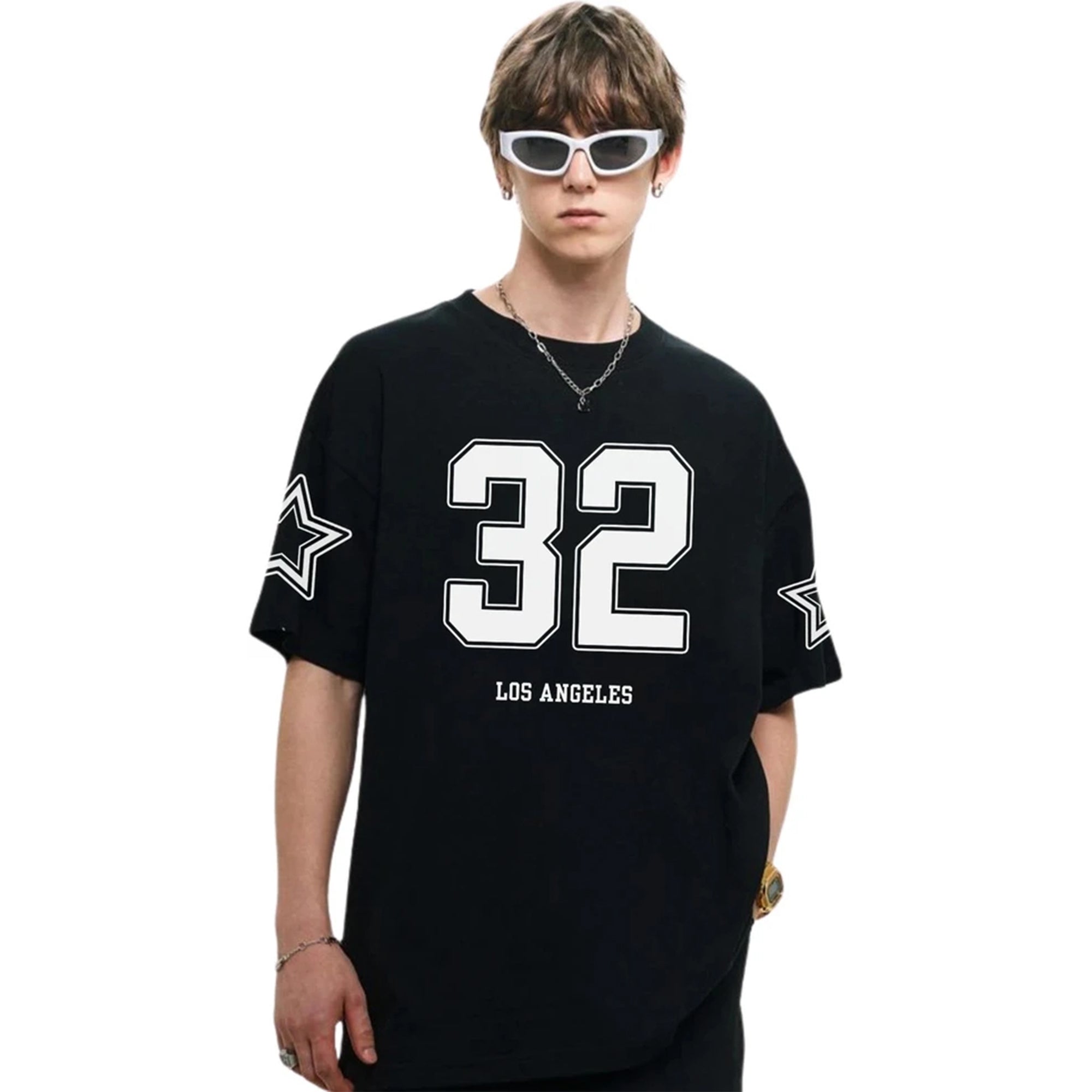 Men Oversized 'Los Angeles' Printed Tshirt Black