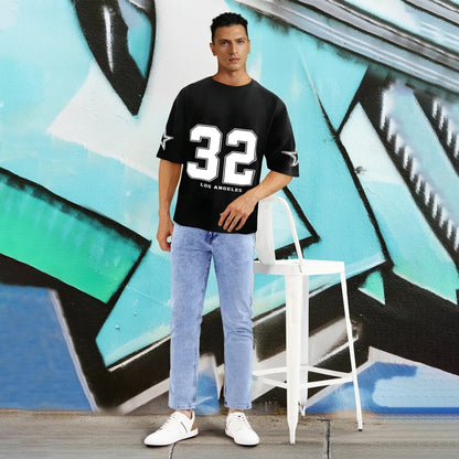 Men Oversized 'Los Angeles' Printed Tshirt Black