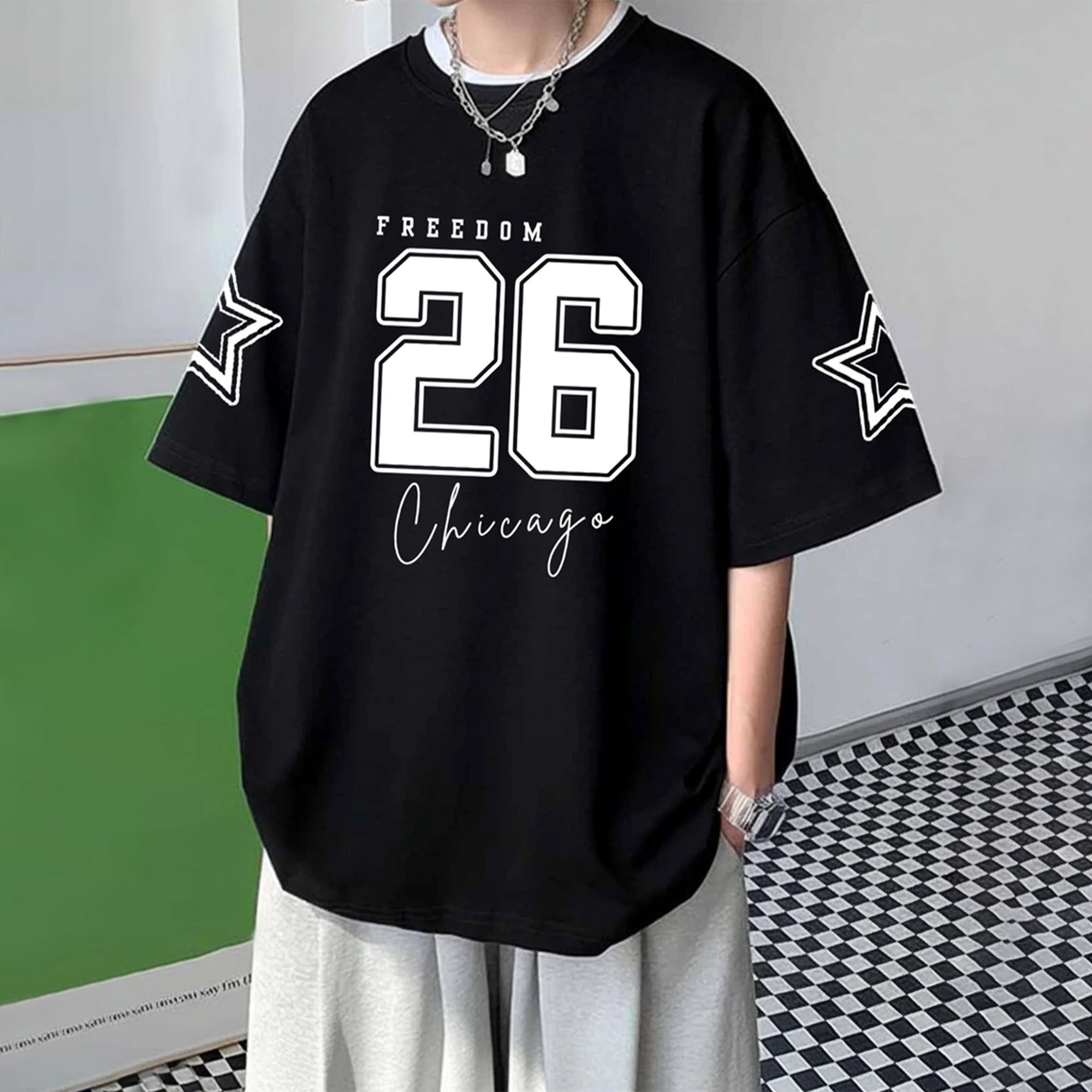 Men’s Oversized Graphic Printed T-Shirt Black