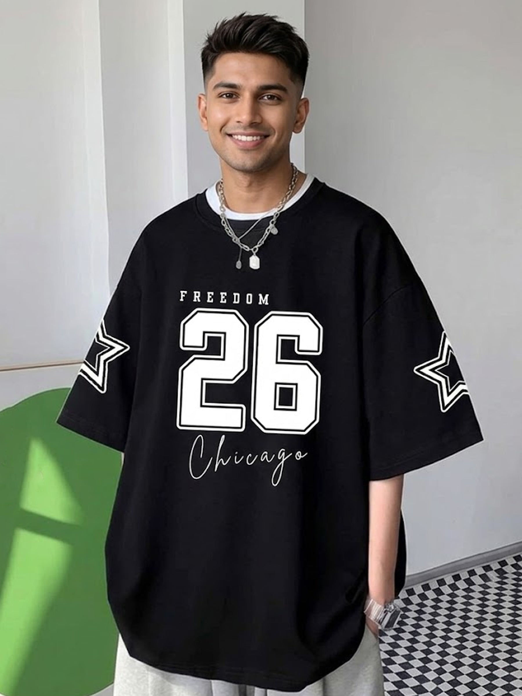 Men’s Oversized Graphic Printed T-Shirt Black