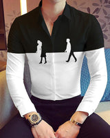 Men Casual Black,White Plain Full Hand Shirt