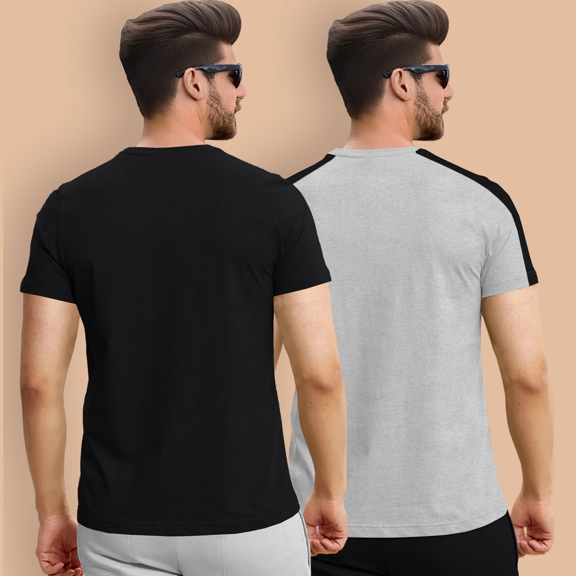 Combo pack Half Sleeve Printed T-shirts black and grey