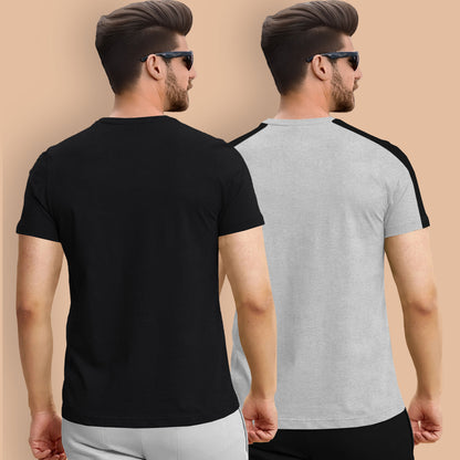 Combo pack Half Sleeve Printed T-shirts black and grey