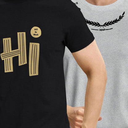 Combo pack Half Sleeve Printed T-shirts black and grey