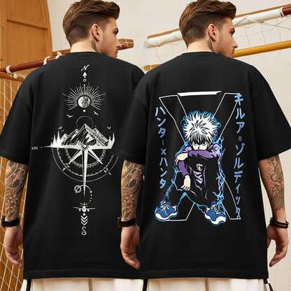 (Pack Of 2) Men Designing Back Printed Oversized T-shirts