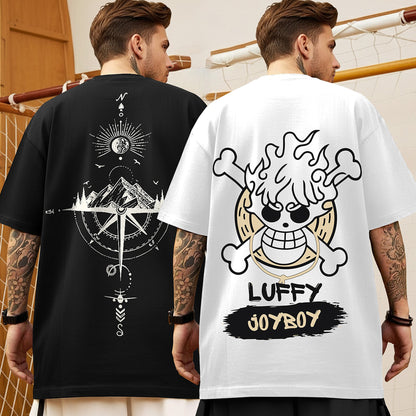 (Pack Of 2) Men Designing Back Printed Oversized T-shirts