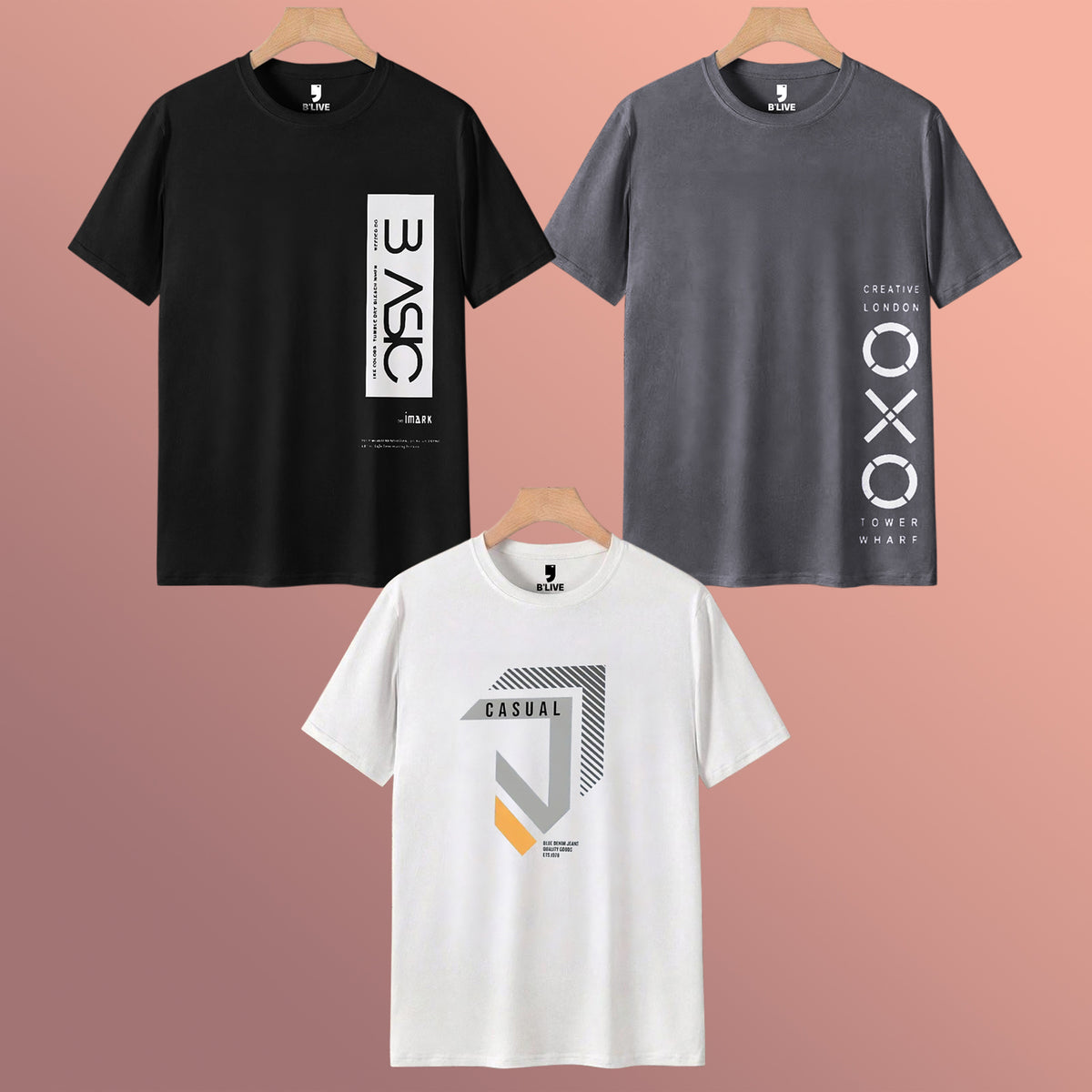 Mens Combo Pack Half Sleeve Simple Printed T-shirts Multicolors