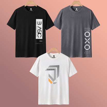 Mens Combo Pack Half Sleeve Simple Printed T-shirts Multicolors