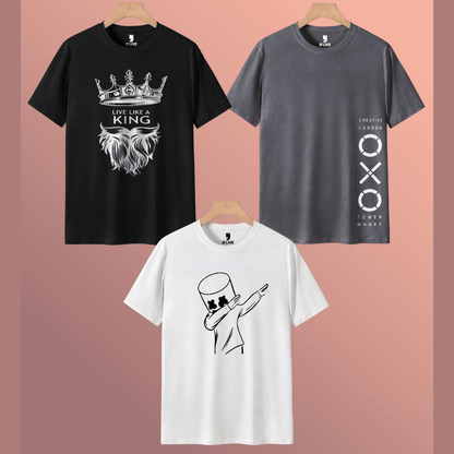Mens Half Sleeve Round Neck Multicolor Printed T-shirts
