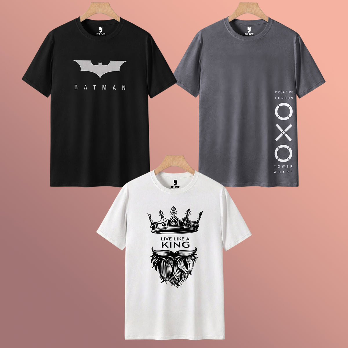 Mens Combo Pack Half Sleeve Simple Printed T-shirts Multicolors