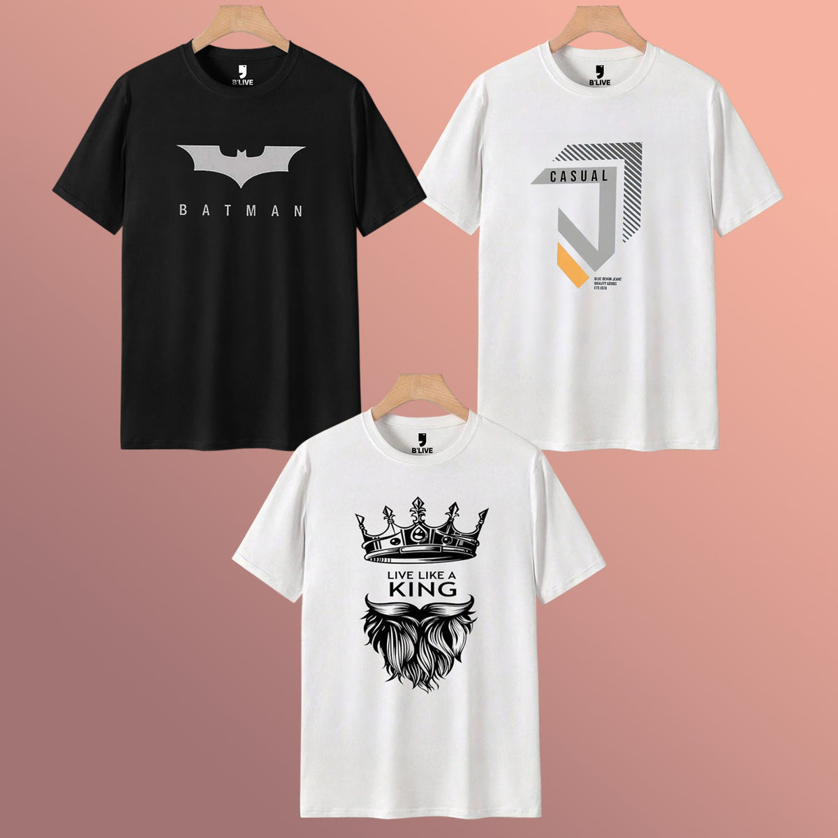 Mens Combo Pack Half Sleeve Simple Printed T-shirts Multicolors
