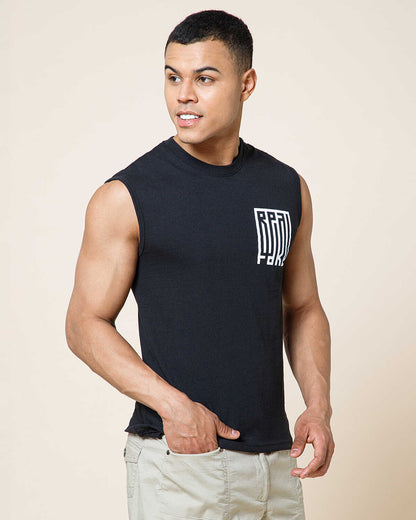 Men Casual Black Printed Top Tank