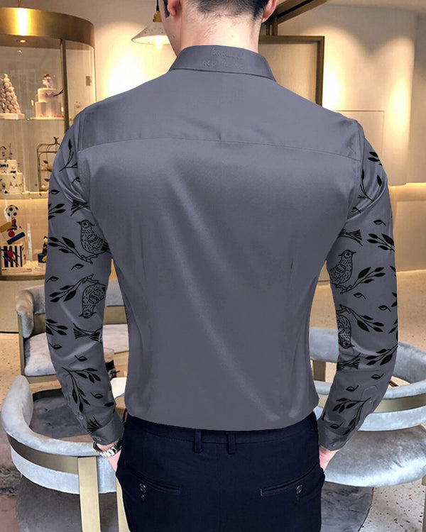 Sparrow Printed Grey Party Wear Shirt