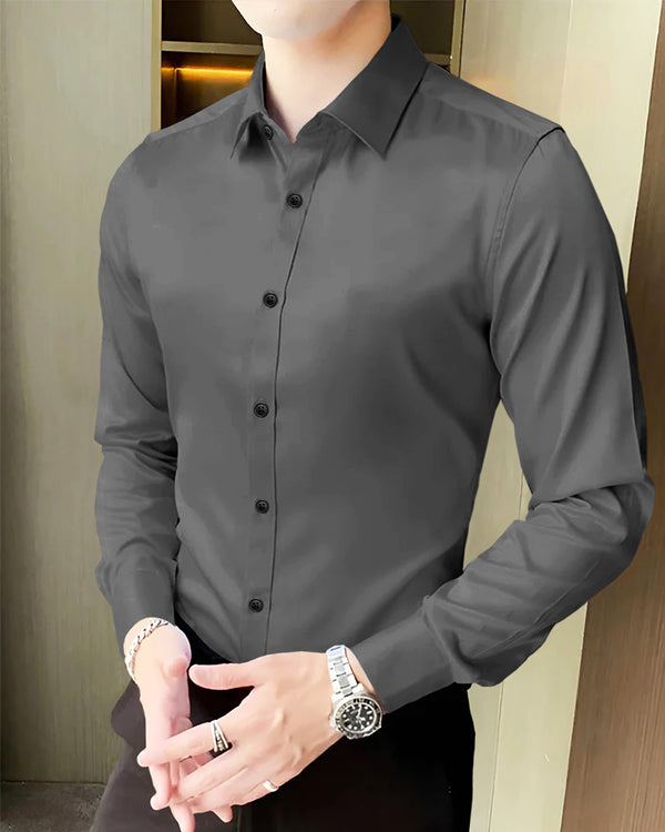 men party wear Full Hand charcoal Plain Shirt