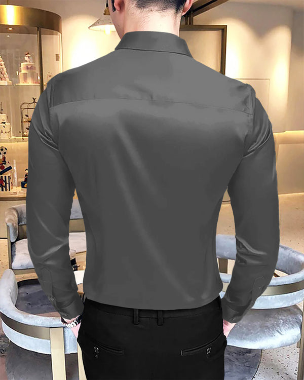 men party wear Full Hand charcoal Plain Shirt