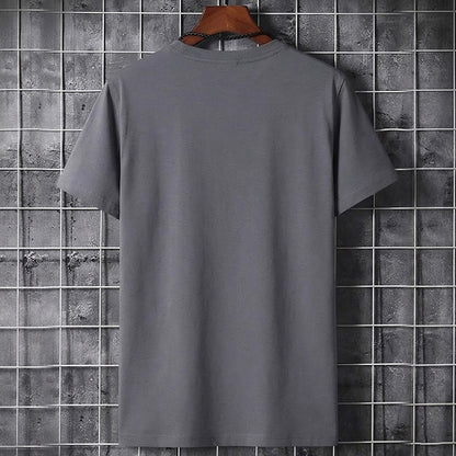 Men Simple Print Half Sleeve T-shirt Darkgrey