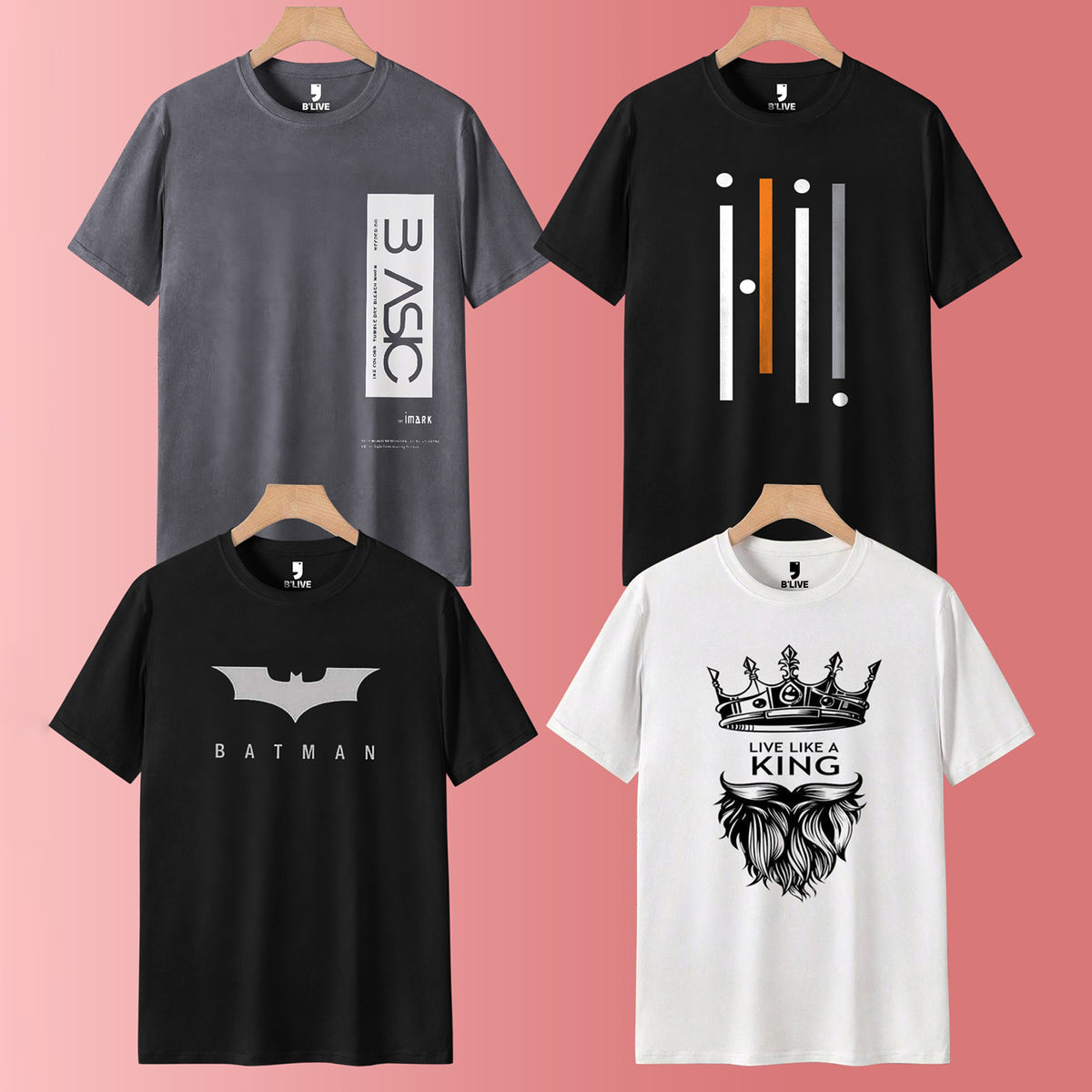 Mens Combo Pack Half Sleeve Simple Printed T-shirts Multicolors